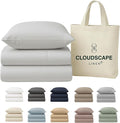 Cloud Scape Linen 100% Egyptian Cotton Sheets Twin Size, 3 Pieces Luxury Bedding Set, 400 Thread Count,Hotel Quality, Silky Soft, Breathable and Durable, Deep Pockets up to 15, Light Grey