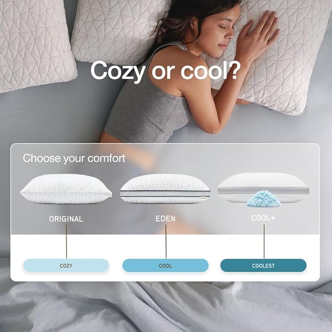 Coop Home Goods Original Adjustable Pillow, Queen Size Bed Pillows for Sleeping, Cross Cut Memory Foam Pillows - Medium Firm Back, Stomach and Side Sleeper Pillow, CertiPUR-US/GREENGUARD Gold