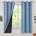 BGment Thermal Insulated 100% Blackout Curtains for Bedroom with Black Liner, Double Layer Full Room Darkening Noise Reducing Grommet Curtain (42 x 63 Inch, Denim Blue, 2 Panels)