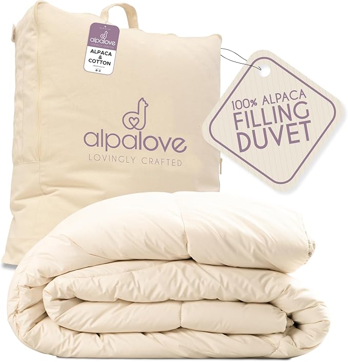 King All-Season Warm Fine Alpaca Duvet - Premium Cotton Cover, 4,66 lb Filling, Ideal for Year-Round Comfort, Lightweight & Temperature-Regulating, 107 x 94 inches