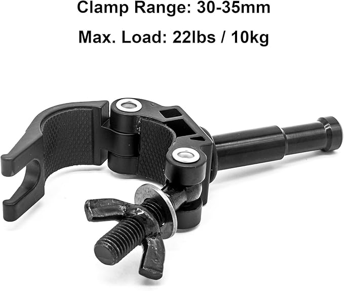 PHOCUS Half Coupler Clamp with 5/8" Pin, Photography Heavy Duty Truss Clamp for Round Tube to Support Studio Lighting, LED Ring Lights, Video Equipment (Clamp Range: 30-35mm)