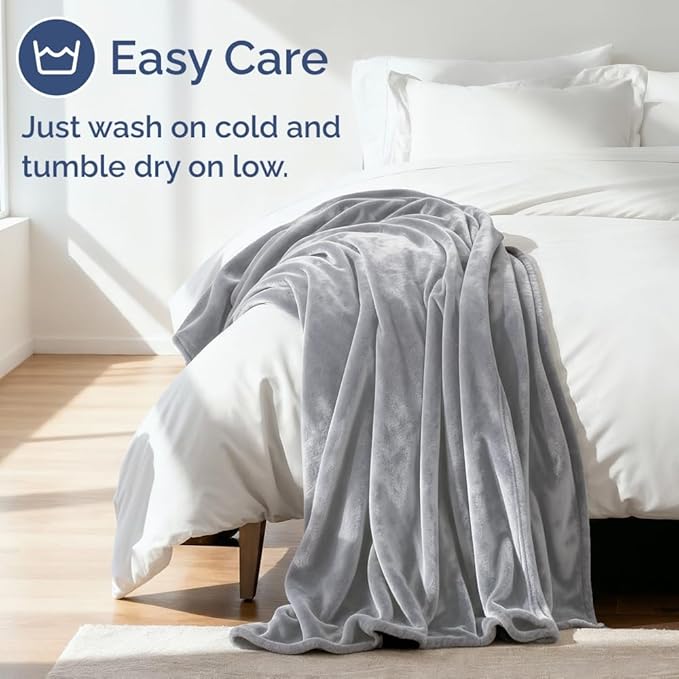 Ultra Soft Fleece Blanket Queen Size - Flannel Fleece Luxury Queen Blanket - Lightweight for Couch Bed Chair - Thick, Warm and Breathable - All Season Cozy Fuzzy, Anti-Static Microplush Bedding, Grey