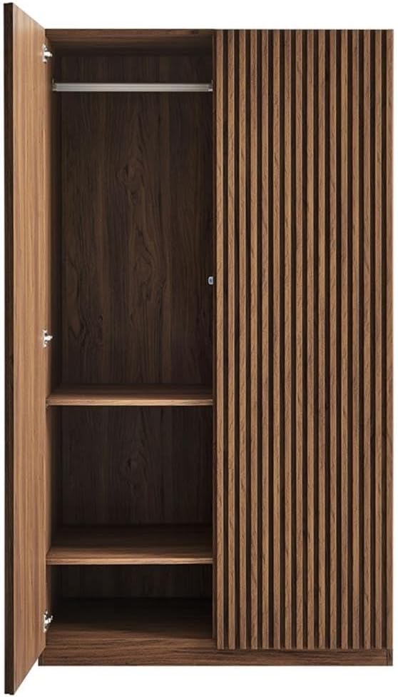 Pemberly Row Contemporary Wood Wardrobe Closet in Walnut Finish