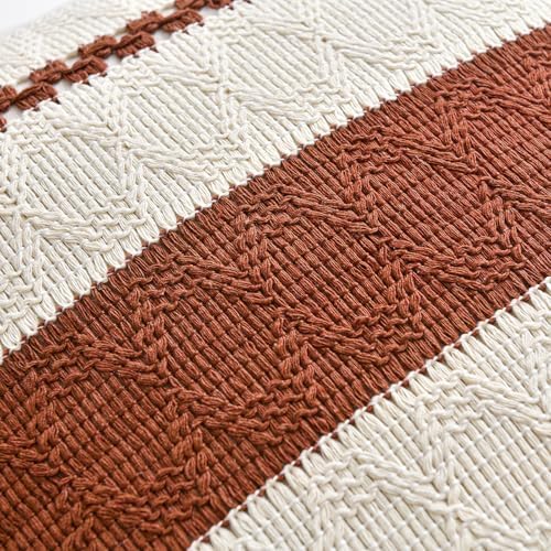 Fancy Homi Set of 2 Rust Boho Decorative Throw Pillow Covers 16x16 Inch - Image 4