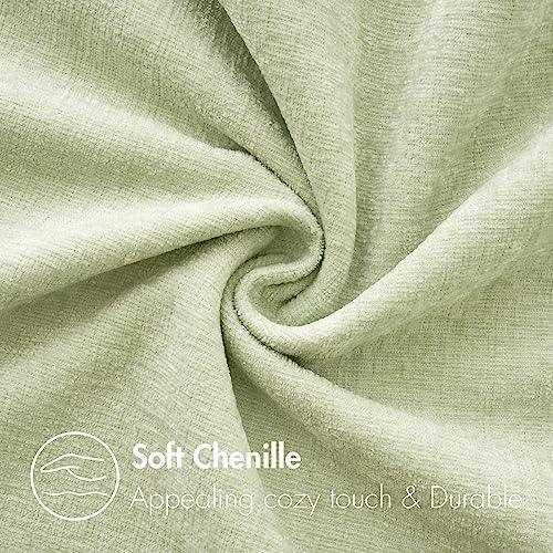 MIULEE Soft Chenille Throw Pillow Covers Light Green 18x18 Inch Pack of 2 - Image 2