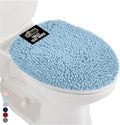 GORILLA GRIP Soft Chenille Bathroom Toilet Lid Cover, Machine Washable Seat Covers, 19.5x18.5, Stays in Place Rubber Backing, Fits Most Round, Elongated and Oblong Lids, Accessories Decor, Light Blue
