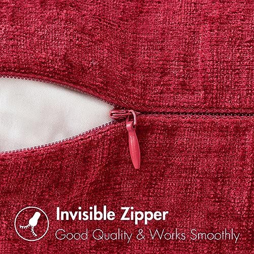MIULEE Soft Chenille Throw Pillow Covers Red 20x20 Inch Pack of 2 - Image 3