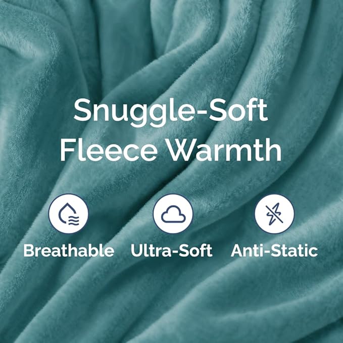 Ultra Soft Fleece Blanket Throw Size - Flannel Fleece Luxury Throw Blanket Lightweight for Couch Bed Chair - Thick, Warm & Breathable - All Season Cozy Fuzzy, Anti-Static Microplush Bedding, Turqoise