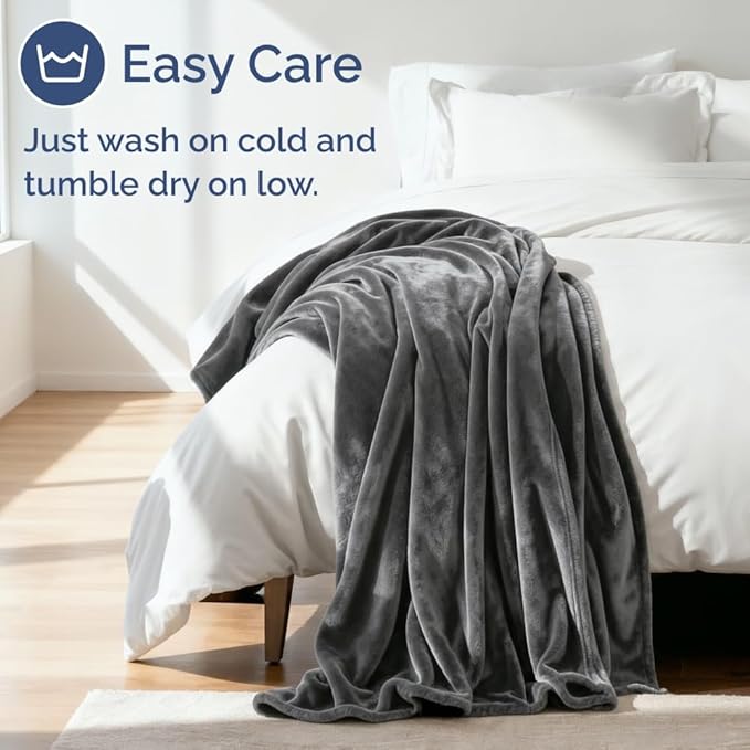 Ultra Soft Fleece Blanket King Size - Flannel Fleece Luxury King Blanket - Lightweight for Couch Bed Chair - Thick, Warm & Breathable - All Season Cozy Fuzzy, Anti-Static Microplush Bedding, Dark Grey