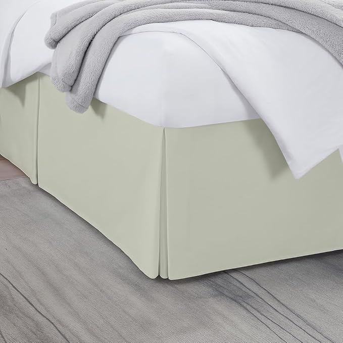 King Bed Skirt, Luxury 21 Inch Drop Ivory Pleated Bed Skirt, Double Brushed Microfiber, Box Pleat Design, Wrinkle & Fade Resistant, Easy Fit Tailored Bedskirt for King Size Beds