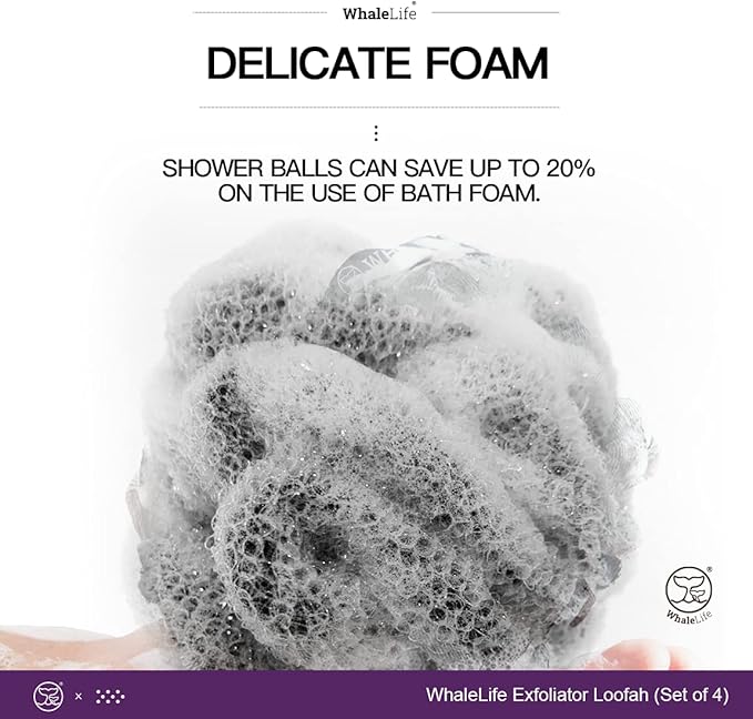 Loofah Sponge Bath Sponge for Women Men 4 Pack (Gray Rough Surface)