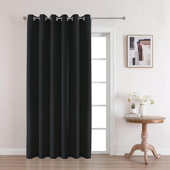 Joydeco Blackout Curtains 96 Inch Length, 1 Panel for Bedroom, Thermal Insulated Linen Black Out Curtains with Grommets (100x96)