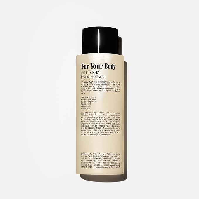 Nécessaire The Body Wash Santal - Natural Body Wash for Women & Men, Therapeutic Shower Gel with Epsom Salt + Minerals. Gel Cleanse, 8.4 fl oz.