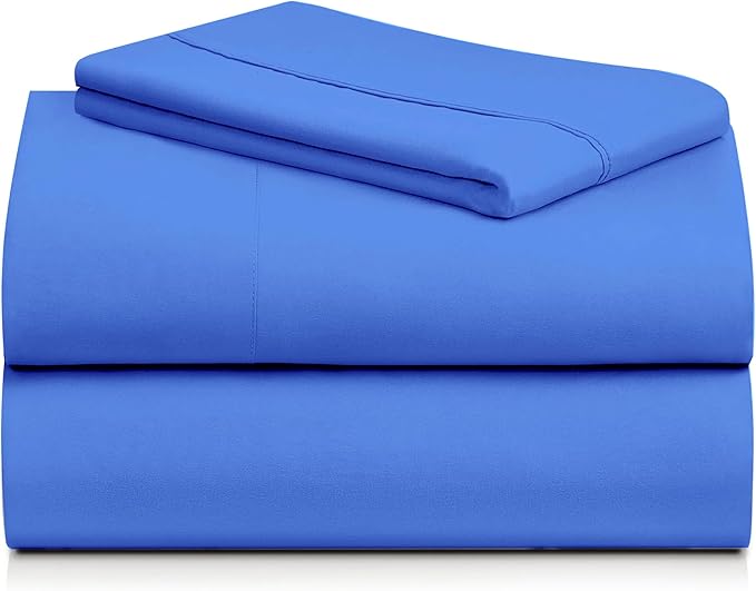 LuxClub 3 PC Twin XL Sheet Set, Deep Pockets Wrinkle Free Cooling Bed Sheets Hotel Bedding for Women, Men, Kids & Teens, Includes 1 Fitted Sheet, 1 Flat Sheet and 1 Pillowcase-Silky Soft Marine Blue