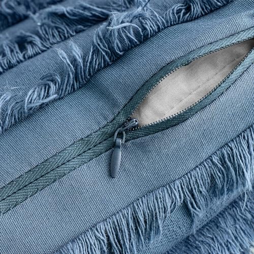 MIULEE Boho Linen Striped Throw Pillow Covers 18x18, Dark Blue - Image 5