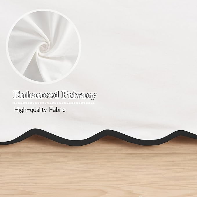 HIG Off-White Chic Queen Bed Skirt - Easy Fit Scallop Edge Pleated Bedskirts, 14 Inch Drop Anti-Slip Dust Ruffle, Thick Fabric for Enhanced Privacy, Pre-Washed for Long-Lasting Use(N60022)