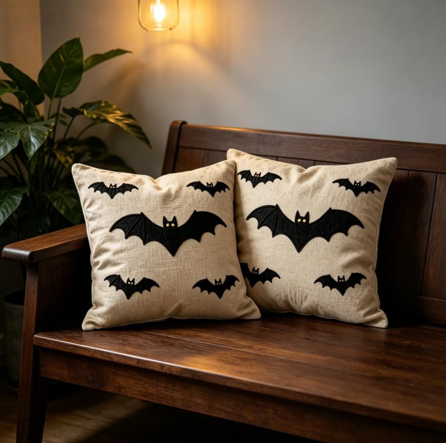 Halloween Bat Throw Pillow Covers, 18x18 Inch, No Insert Included - Image 6