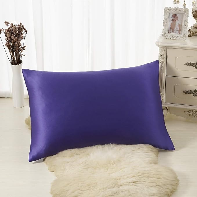 ALASKA BEAR Silk Pillowcase 100 Percent Mulberry Silk, Standard (1, Vibrant Purple)