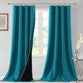 H.VERSAILTEX 100% Blackout Curtains for Bedroom Thermal Insulated Blackout Curtains 96 Inches Long Rod Pocket/Clip Rings Curtains for Living Room with Black Liner 2 Panels, Turquoise Blue