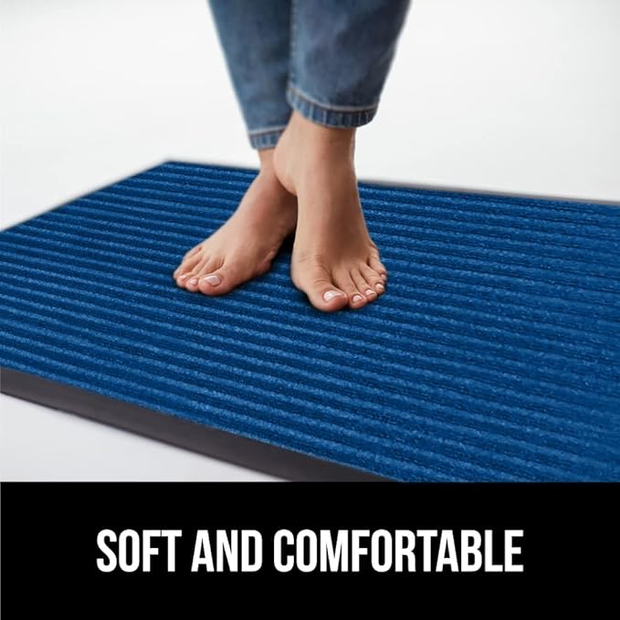 GORILLA GRIP Waterproof Traffic Guard Door Mat, 47x35, Heavy Duty Entryway Mats, Strong Rubber Back Commercial Utility Rugs for Office Hallway, Garage Floor and Home, Low Profile Carpet Runner, Blue