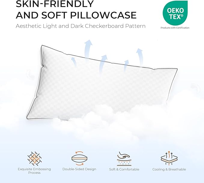 Sweetnight King Pillows 2 Pack, Hotel Bed Pillows Fluffy Gusseted for Neck and Shoulder, Back Side Sleeper Soft Pillows, 18"X34"