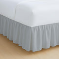 Rajlinen Ruffled Bed Skirt Full, 15 Inch Drop Dust Ruffle with Split Corners, 100% Microfiber Bedskirt with Platform, Three-Sided Coverage Ruffled Gathering Design, Light Grey