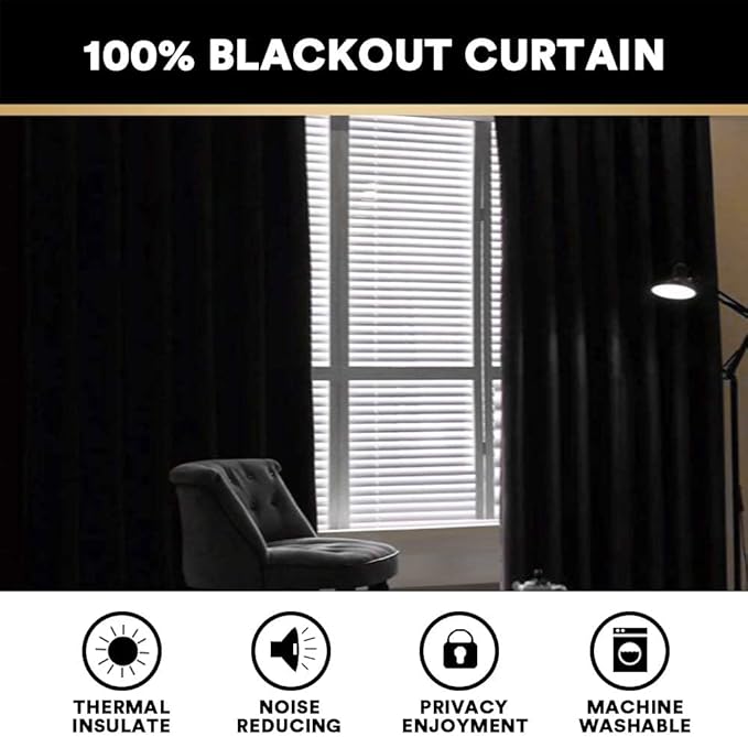 PrinceDeco Light Grey Blackout Curtains 54 Inches Long, Short Blackout Curtains 2 Panels Sets for Bedroom Thermal Insulated with White Liner Room Darkening Curtains Noise Reducing,52" W x 54" L