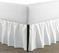 SKY BEDDINGS - King Size Ruffled Bed Skirt with Split Corners - 24 Inch Drop Dust Ruffle Bed Skirt with Platform Three Sided Coverage - 100% Microfiber, White