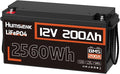 12V 200Ah LiFePO4 Battery, Built-in 200A BMS, Rechargeable 6000-20000 Deep Cycles & 10-Year Lifetime, 2560Wh Lithium Battery for Off-Grid and Home Solar System, Marine, Trailer, RV