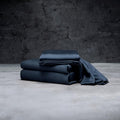 LUXOME Luxury Sheet Set | 100% Rayon (Viscose) from Bamboo | Full Size - Navy | Deep Pockets | 4-Piece Set (Fitted, Flat, 2 Pillowcases)