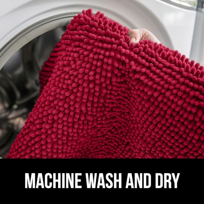 GORILLA GRIP Bathroom Rug Sets, Soft Chenille 2 Piece Area Rugs Set, Toilet Base Mat and 30x20 Carpet, Absorbent Microfiber Washable Mats Dry Quickly, Home Décor and Bath Room Accessories, Red