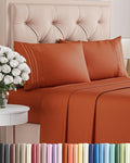 King Size 4 Piece Sheet Set - Comfy Breathable & Cooling Bed Sheets Set - Hotel Luxury Bedding for Women, Men, Kids & Teens - Deep Pockets, Easy-Fit, Super Soft & Wrinkle Free - Oeko-Tex - Terracotta