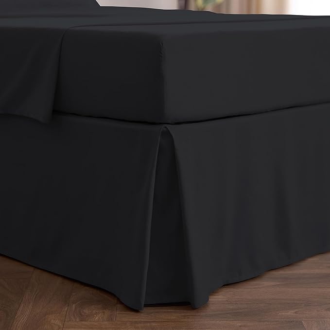 Mellanni Bed Skirt Twin Size - Bed Skirting - 15-Inch Tailored Drop Pleated Dust Ruffle - Hotel Luxury Bedding - Wrinkle, Fade, Stain Resistant - 1 Bedskirt (Twin, Black)