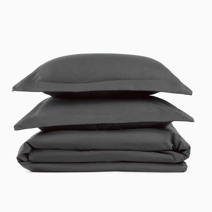 PeachSkinSheets Night Sweats: The Original 1500TC Soft King/Cali King Duvet Cover Set Graphite Gray