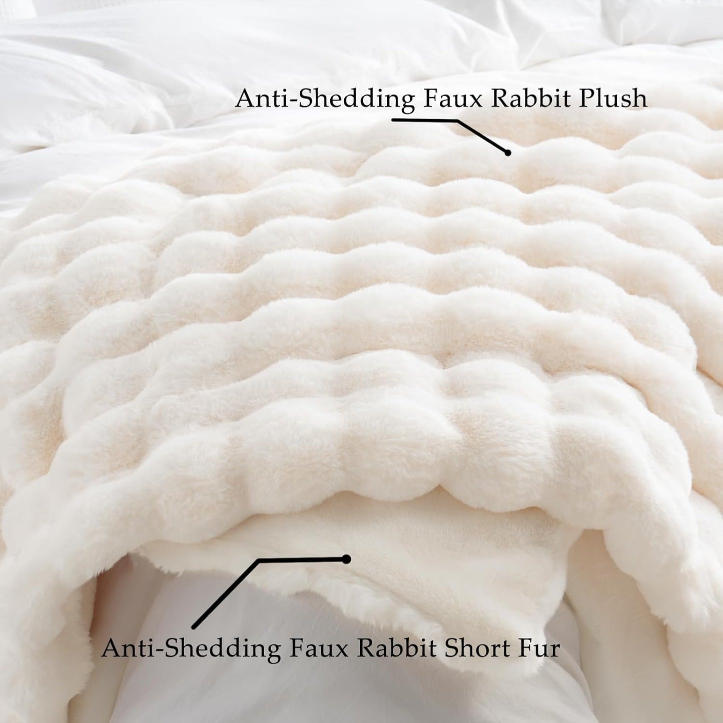 BENVWE Faux Fur Throw Blanket for Couch - Cozy Plush Fluffy Soft Thick Bubble Blanket for Living Room Home Decor - Mothers Day Birthday Gifts for Women, Cream White, 51" x 63"