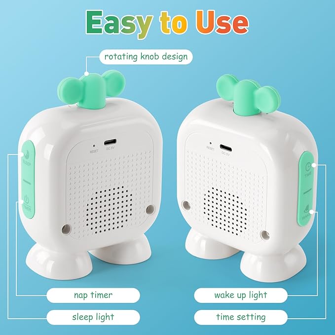 Kids Alarm Clock Ok to Wake with Green Light Red Light, Nap Timer, Robot Toddler Sleep Training Clock for Children (Blue)