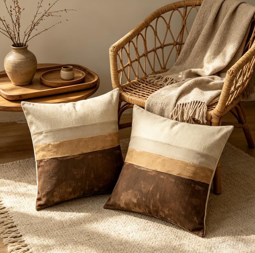 Linen Throw Pillow Covers Set of 2, 18x18in Stripe - Image 7