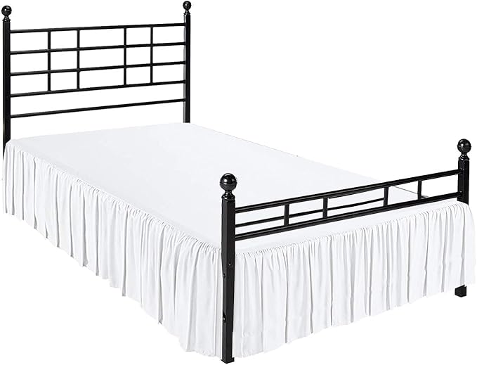 Ruffled Bed Skirt with Split Corners, White, Full 12 Inch Drop Bedskirt, Hotel Quality Brushed Microfiber Wrinkle Free Dust Ruffle Bed Skirt Full Size