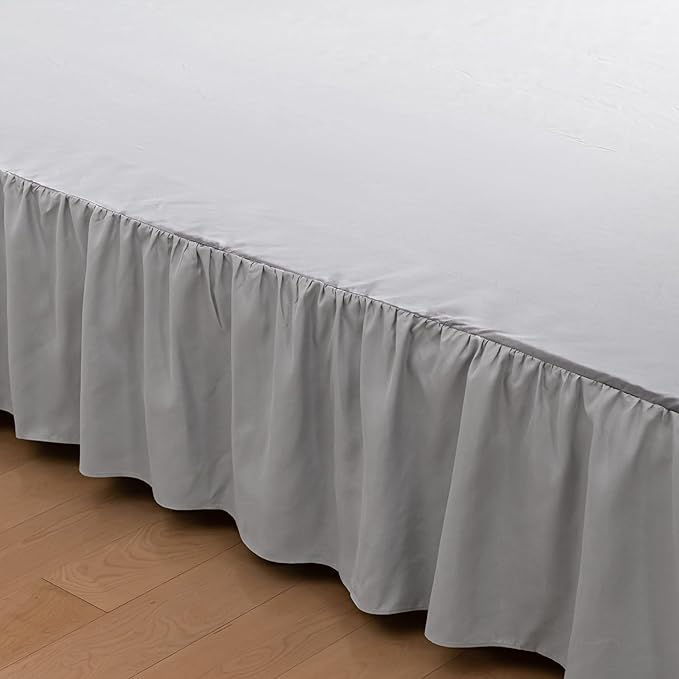 Bed Skirt Queen Size Ruffled Bed Skirt with Split Corners, 18 Inch Drop Dust Ruffle Bed Skirt with Platform, Light Gray (Queen - 18" Drop)