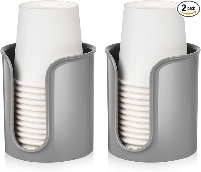 2 Pack Bathroom Cup Holder for Dixie Cups 3 oz Bathroom Cups - Bathroom Cup Dispenser 3 oz Countertop for Mouthwash Cups Small Paper Cups(Grey)