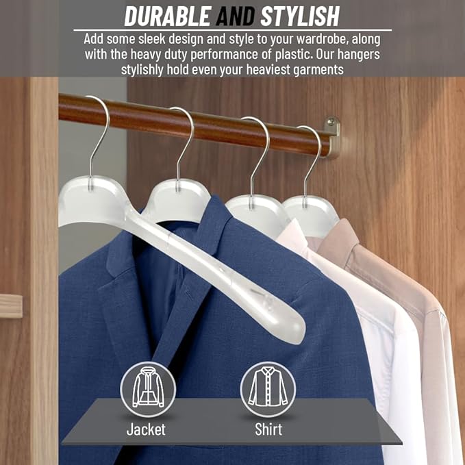 All Hung Up Hangers Plastic Coat Hangers, Clothes Hangers (Smokey Clear, 12pk)