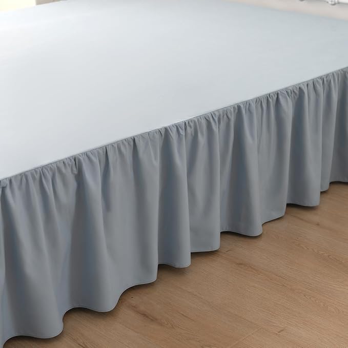 Bed Skirt King Size Ruffled Bed Skirt with Split Corners, 14 Inch Drop Dust Ruffle Bed Skirts with Platform, Gathered Style, 100% Microfiber, Grayish Blue