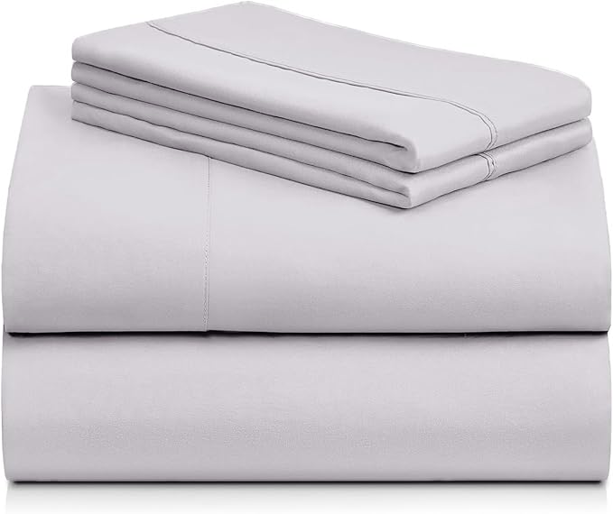 LuxClub 4 PC Sheet Set Bed Sheets Deep Pockets 16" Eco Friendly Wrinkle Free Cooling Machine Washable Hotel Bedding Silky Soft - Dove Gray King