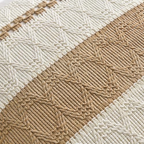 Fancy Homi Set of 2 Tan Neutral Big Decorative Throw Pillow Cover 24x24 Inch - Image 4