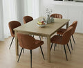 EALSON Modern Dining Chairs Set of 6 Upholstered Leather Accent Dining Room Chairs with Metal Legs Comfortable Armless Kitchen Chairs for Living Room/Dining Room, Brown