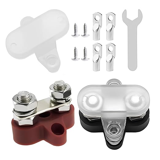 Heart Horse Bus Bar Terminal Block 5/16'' Power Stud Battery Junction Post Distribution Block Insulated with Cover DC 48V 300A for Auto Truck RV Boat (5/16'',Red+Black)