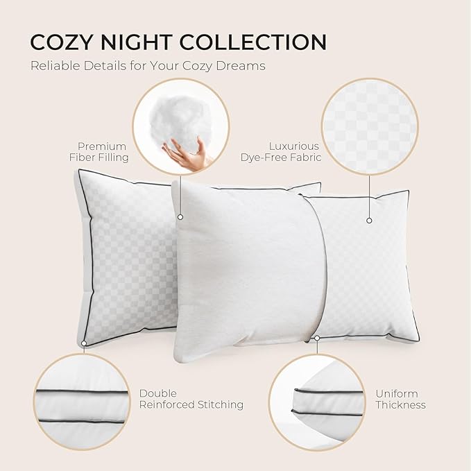 Sweetnight King Pillows 2 Pack, Hotel Bed Pillows Fluffy Gusseted for Neck and Shoulder, Back Side Sleeper Soft Pillows, 18"X34"