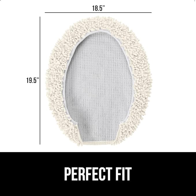 GORILLA GRIP Soft Chenille Bathroom Toilet Lid Cover, Machine Washable Seat Covers, 19.5x18.5, Stays In Place Rubber Backing, Fits Most Round, Elongated and Oblong Lids, Accessories Decor, Ivory Cream