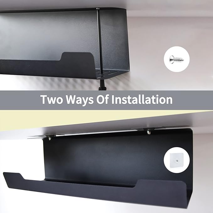 VIDOR Under Desk Cable Management Tray 2-Pack, 17" Cord Organizer, No Drill Alloy Steel, Perfect for Standing Desk and Office Home Wire Management