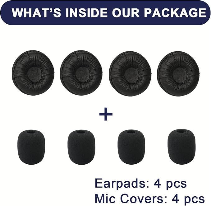 Ear Cushions for Plantronics Headset Replacement Ear Pads Compatible with Plantronics HW251N HW261N HW510 HW520 Blackwire C320 3210 3220 3320 Jabra Biz 1500 GN2000 PRO 920 9450 Headphones (4 Pack)